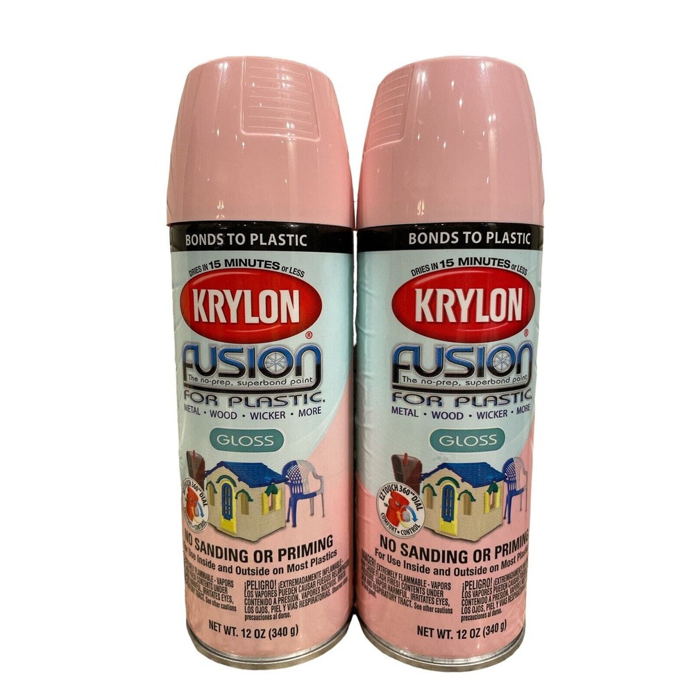2 Krylon Fusion For Plastic Spray Paint 2331 Gloss Fairy Tale Pink Discontinued